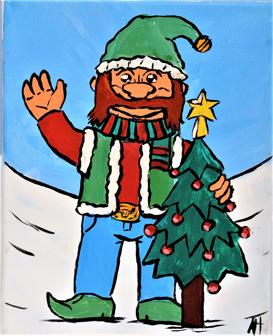 Christmas Paint Kit - Lumberjack Elf Acrylic Painting Kit & Video Lesson, Art Gift Set, DIY Christmas Craft, Paint At Home, Beginner Painting, DIY Craft